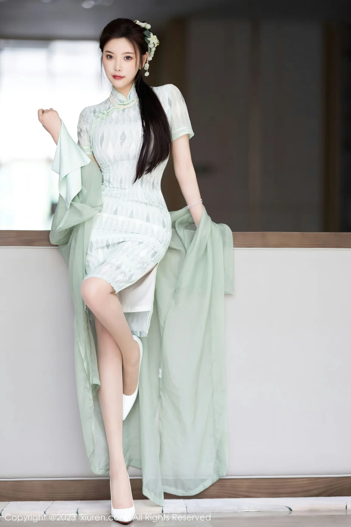XiuRen 秀人 No.6983 杨晨晨Yome 淡绿色旗袍性感写真 [85P]插图10