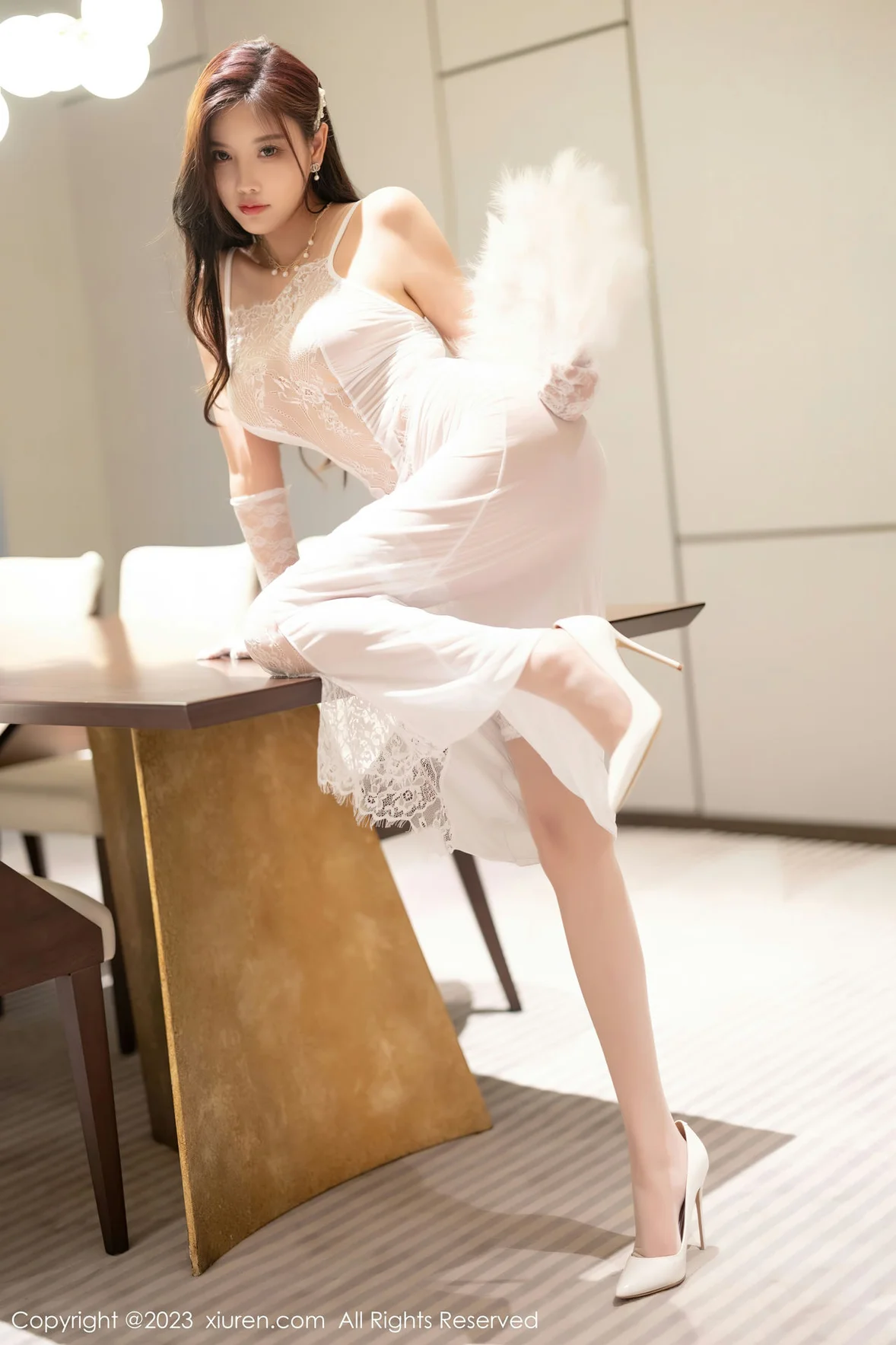 XiuRen 秀人 No.7097 杨晨晨Yome 白色网纱连衣性感写真 [83P]插图28