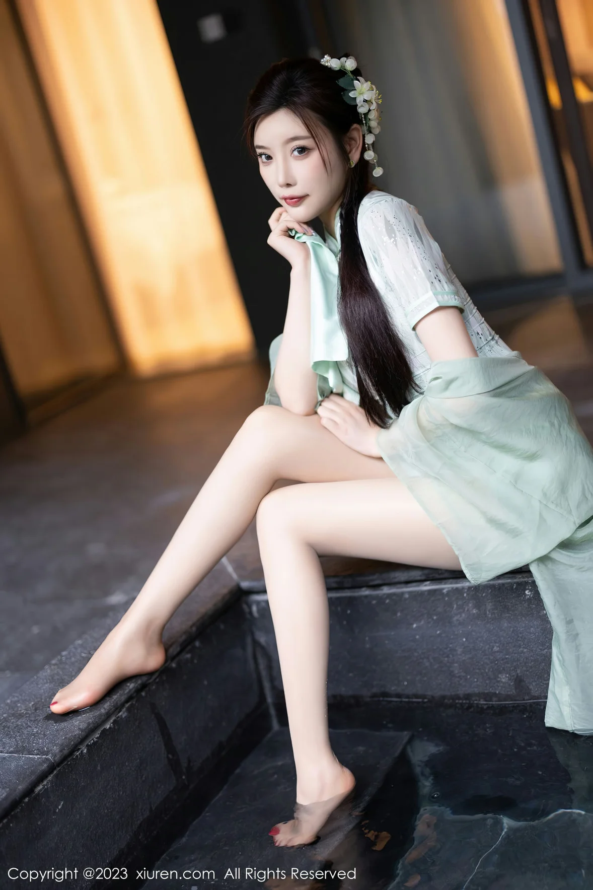 XiuRen 秀人 No.6983 杨晨晨Yome 淡绿色旗袍性感写真 [85P]插图22